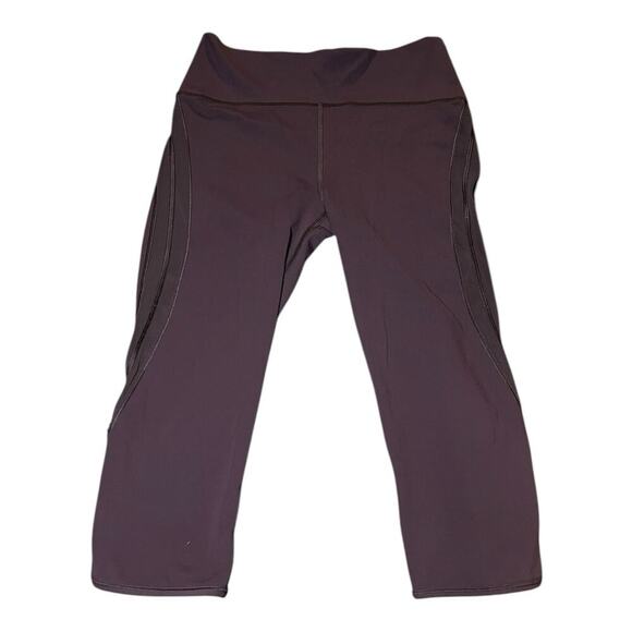 Lululemon Sun Setter Crop Mesh Leggings Women's Size 6 Boysenberry Purple Yoga - Picture 1 of 6
